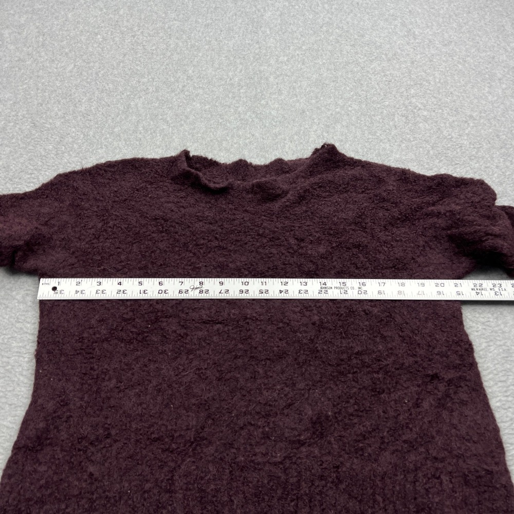 Poetry Sweater‎ Women's 6 Burgundy Alpaca Blend Boucle Knit Crew Fuzzy Pullover - Picture 3 of 10